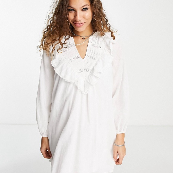 Emory park ruffle front smock dress in white - Picture 2 of 6